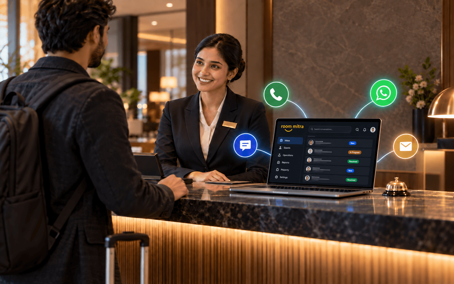 Room Mitra AI assistant answering a guest request