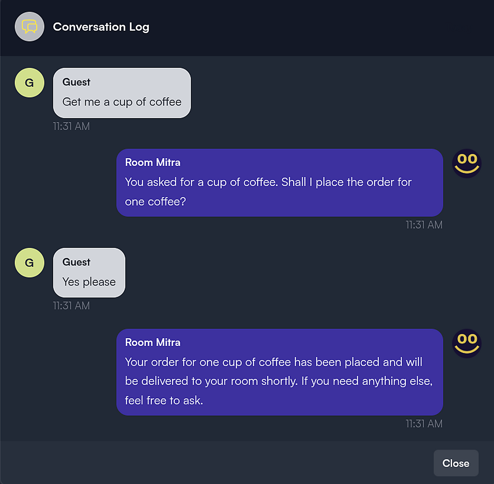 conversation log